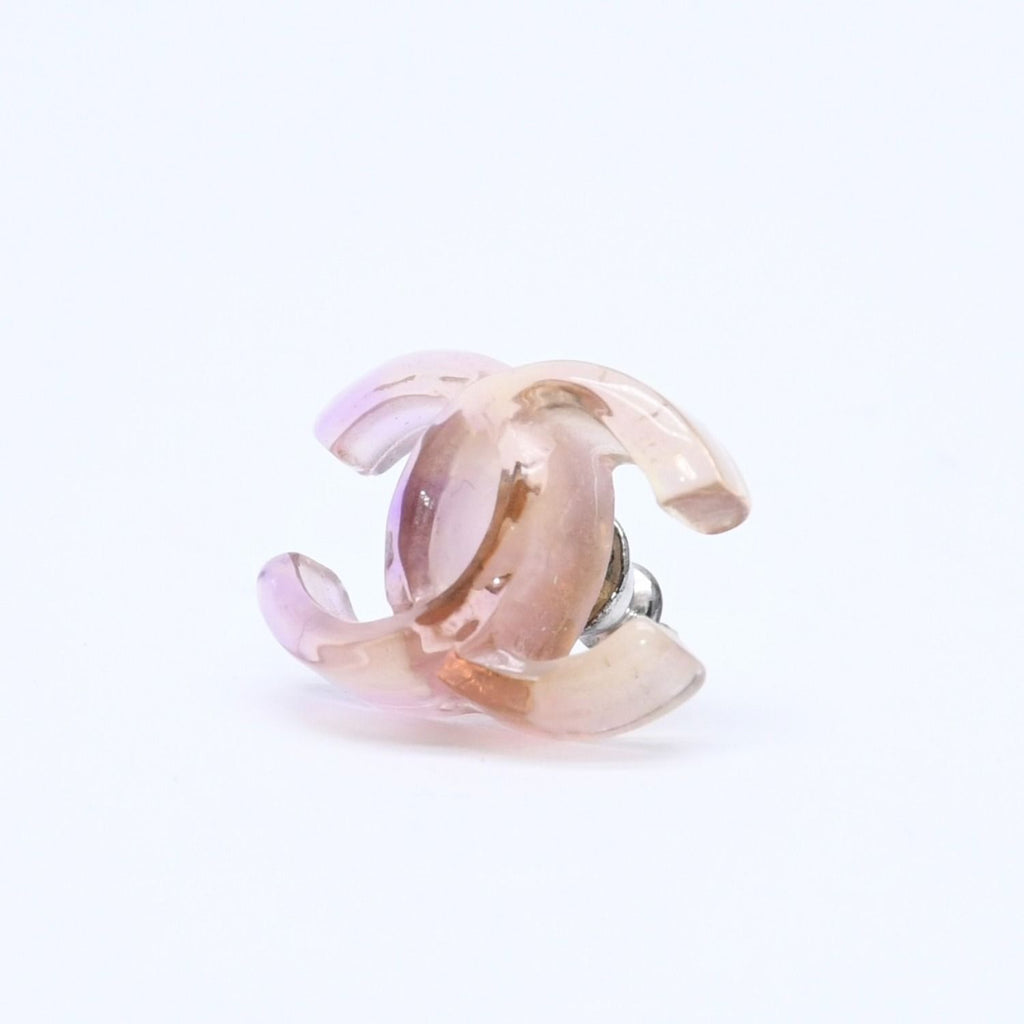Chanel CC Logo Earrings 02 Resin Metal Purple Brown Gradient — view 2