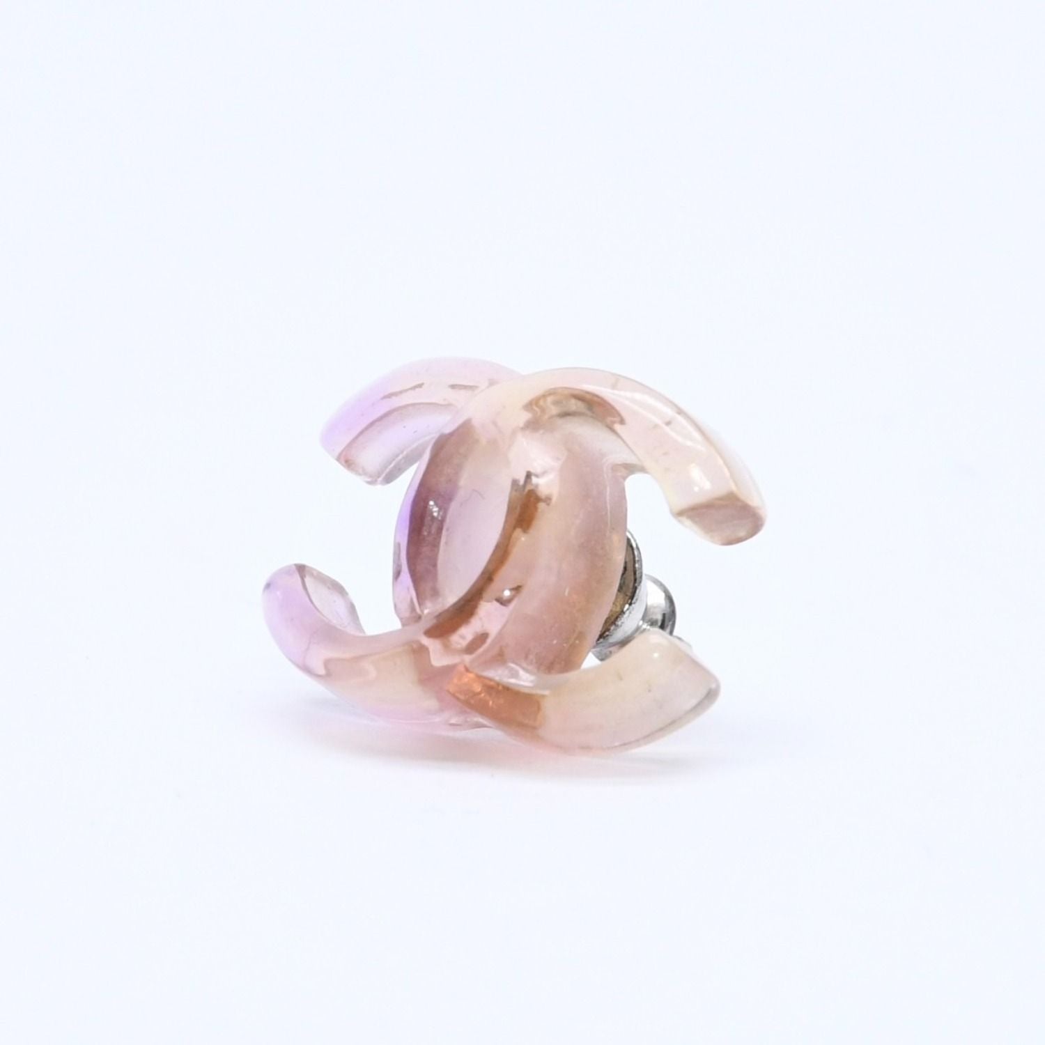 Chanel CC Logo Earrings 02 Resin Metal Purple Brown Gradient — view 2