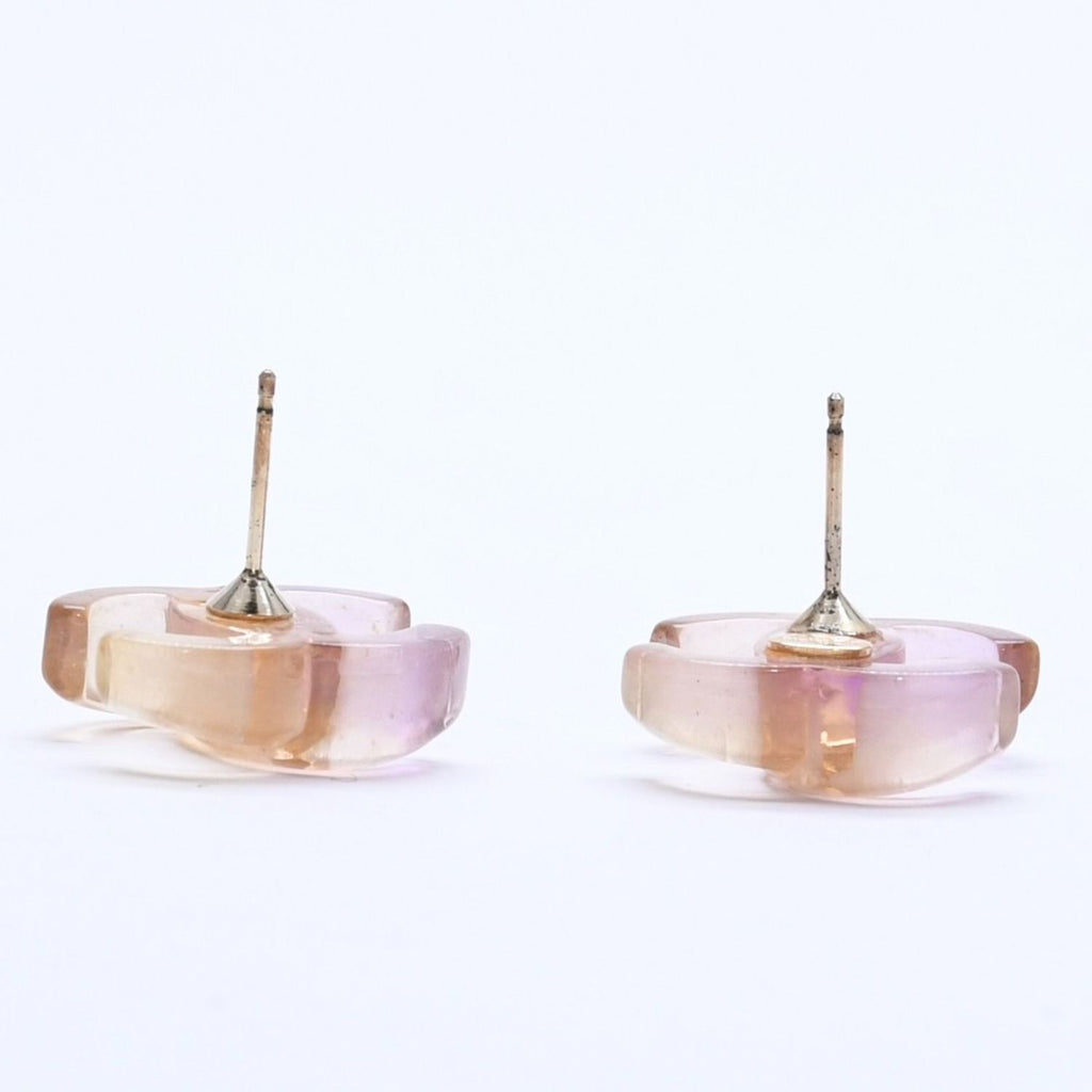 Chanel CC Logo Earrings 02 Resin Metal Purple Brown Gradient — view 7