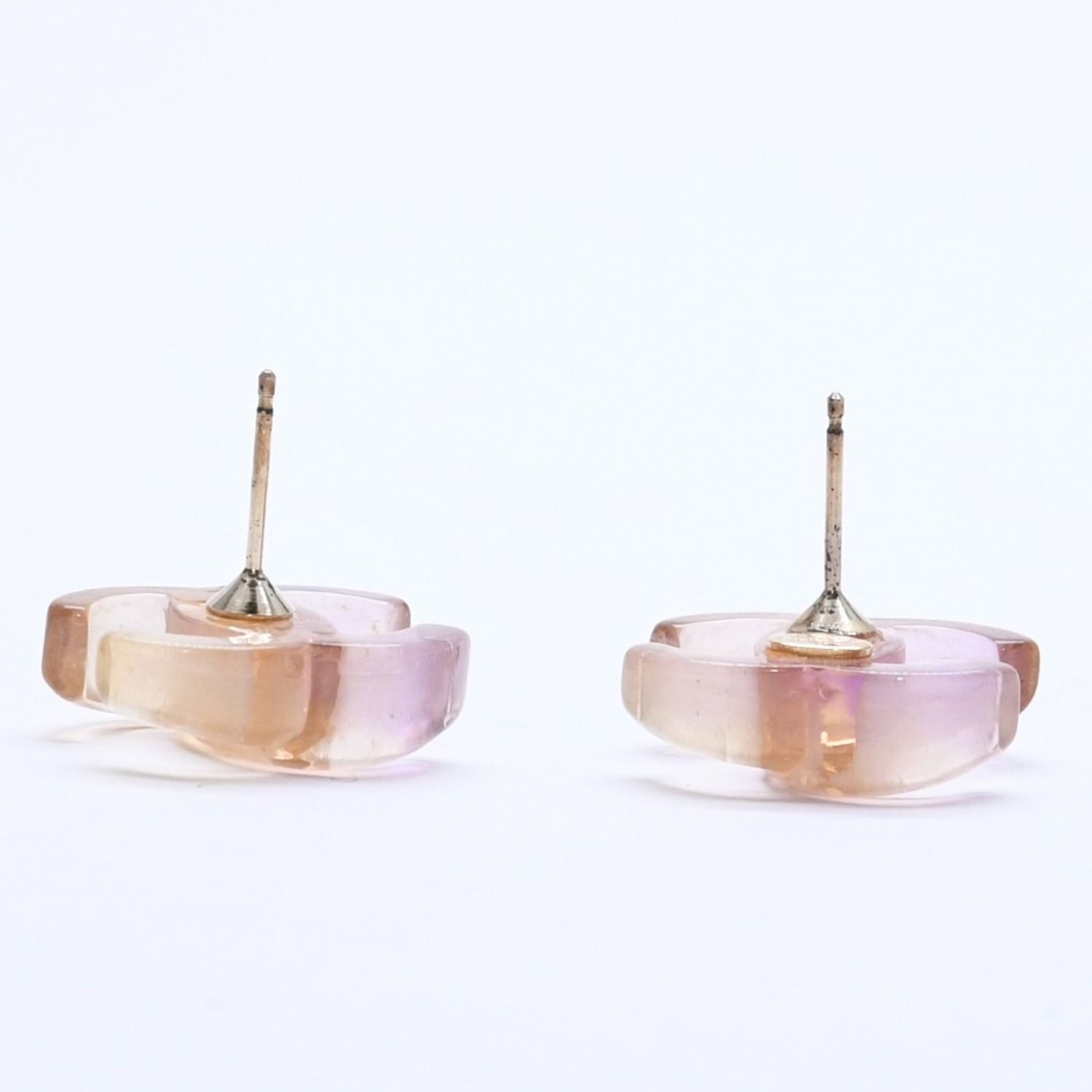 Chanel CC Logo Earrings 02 Resin Metal Purple Brown Gradient — view 7