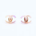 Chanel CC Logo Earrings 02 Resin Metal Purple Brown Gradient