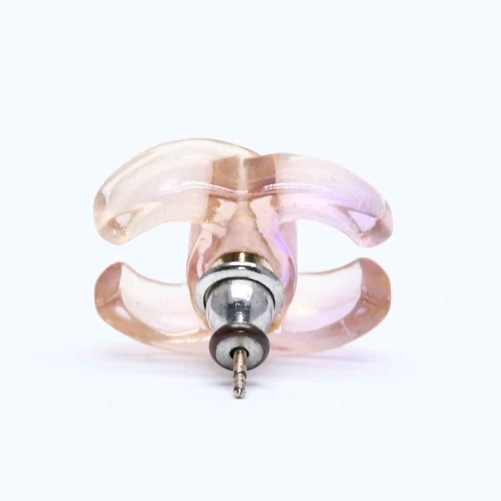 Chanel CC Logo Earrings 02 Resin Metal Purple Brown Gradient — view 5