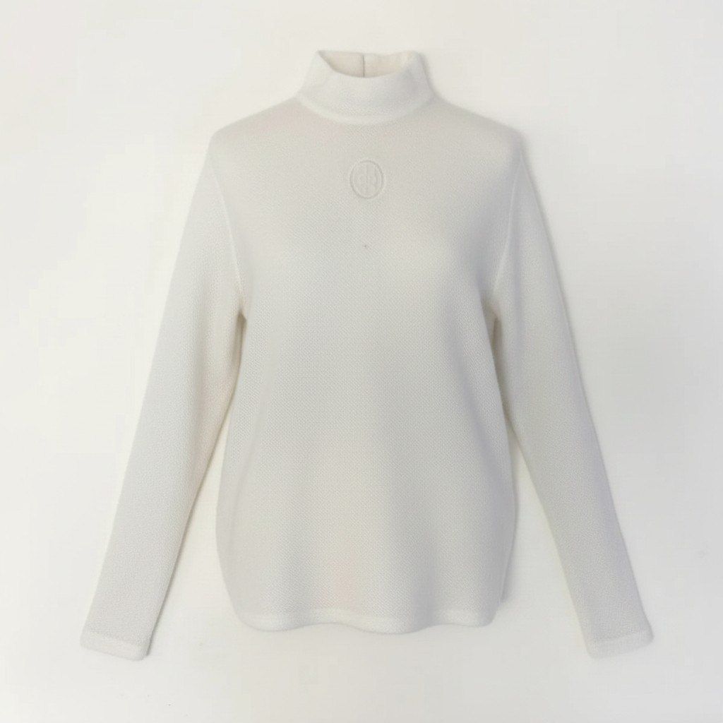 Dior Ig8 Mock Neck Knit Sweater CD Logo Embroidery Alpaca Blend M White