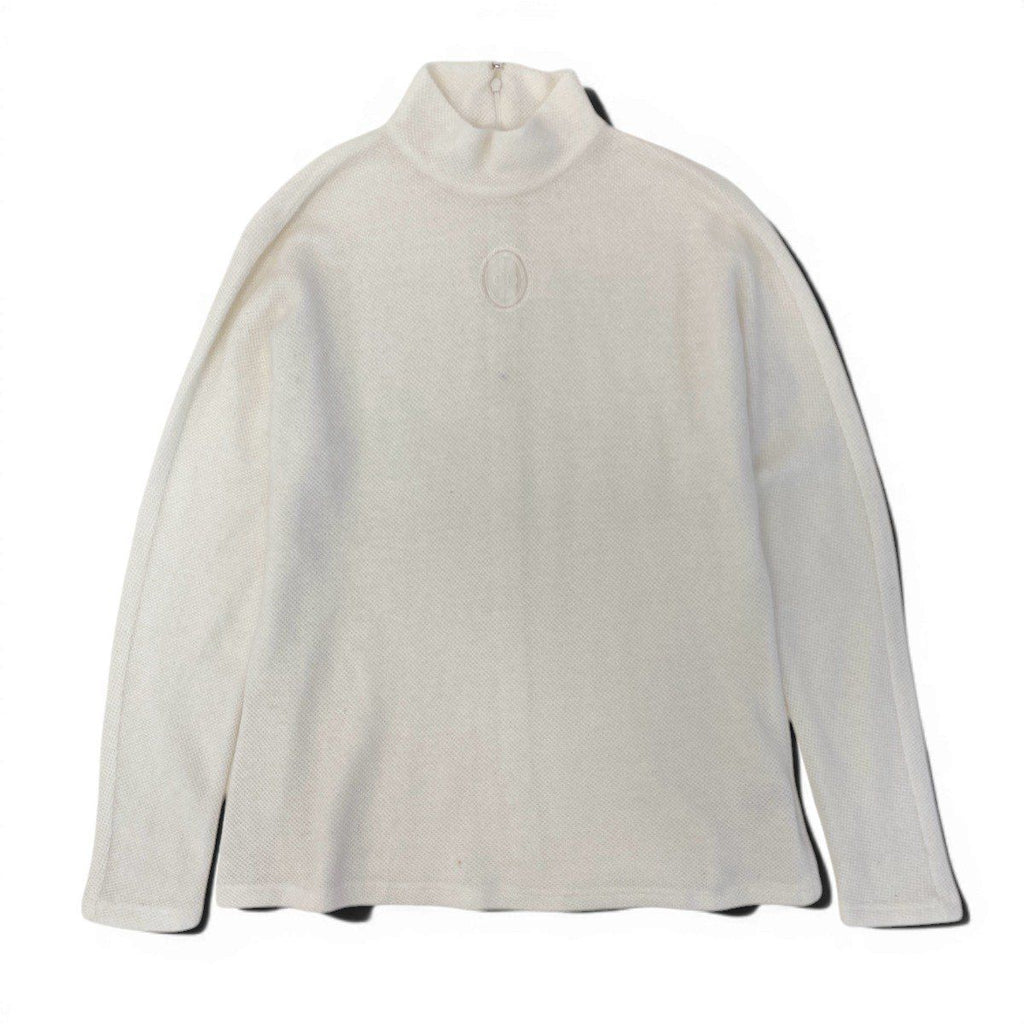 Dior Ig8 Mock Neck Knit Sweater CD Logo Embroidery Alpaca Blend M White — view 2