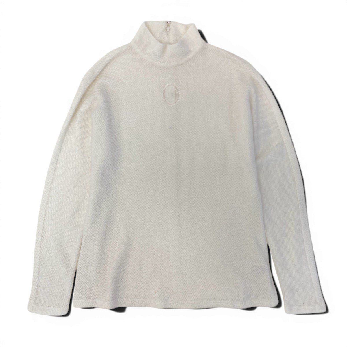 Dior Ig8 Mock Neck Knit Sweater CD Logo Embroidery Alpaca Blend M White — view 2