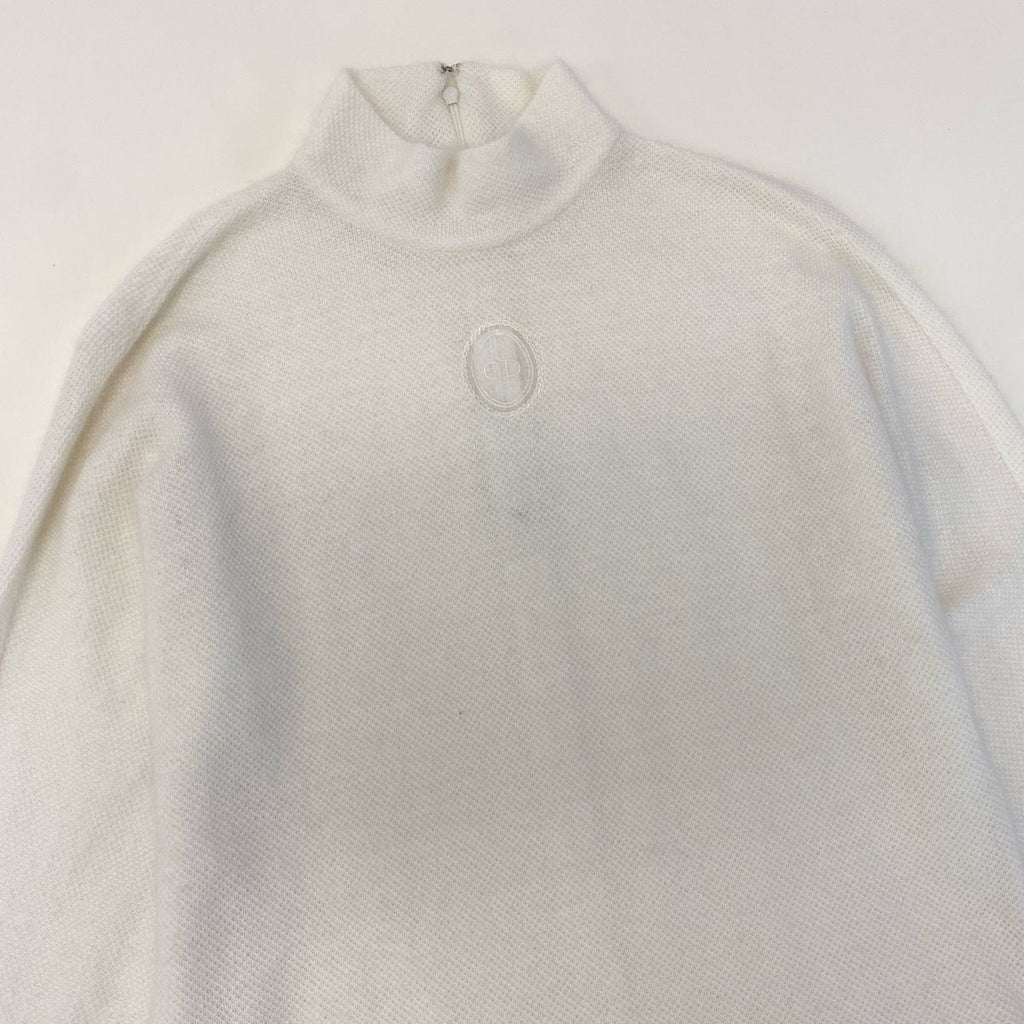 Dior Ig8 Mock Neck Knit Sweater CD Logo Embroidery Alpaca Blend M White — view 4