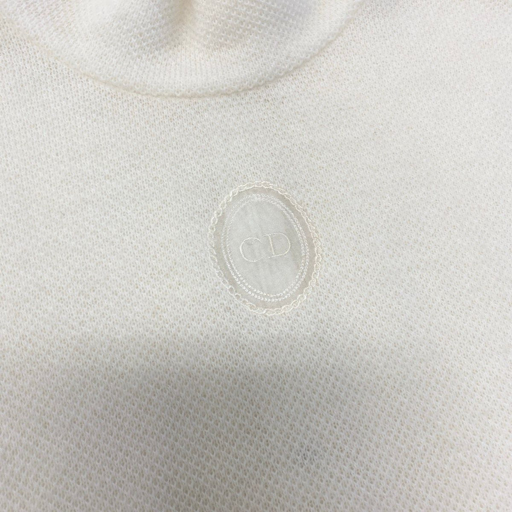 Dior Ig8 Mock Neck Knit Sweater CD Logo Embroidery Alpaca Blend M White — view 6