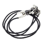Hermes Chaine Maillon PM Double Tour Bracelet T5 Silver Black Metal Veau Swift