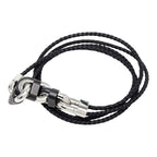 Hermes Chaine Maillon PM Double Tour Bracelet T5 Silver Black Metal Veau Swift