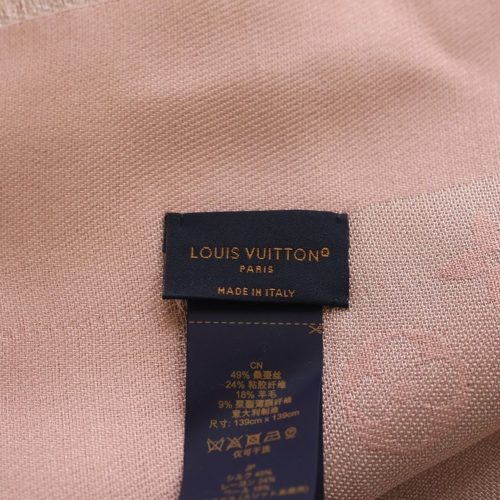 Louis Vuitton Shawl Monogram Shine Silk Pink Scarf — view 4