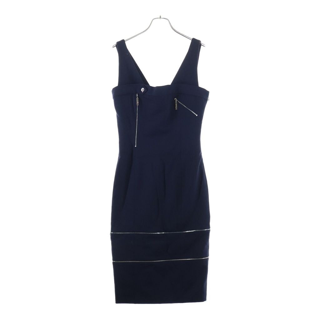 Dior Multi Zip No Sleeve Blanc Dress Navy 38