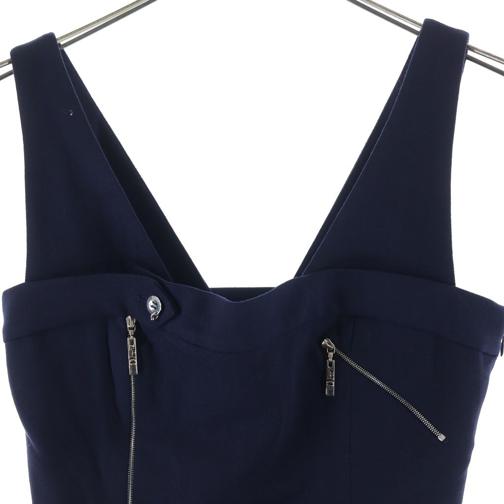 Dior Multi Zip No Sleeve Blanc Dress Navy 38 — view 3