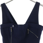 Dior Multi Zip No Sleeve Blanc Dress Navy 38 — view 3