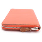 Hermes Azap Long Silk in Wallet Card Case Red Orange Epsom Silver — view 3