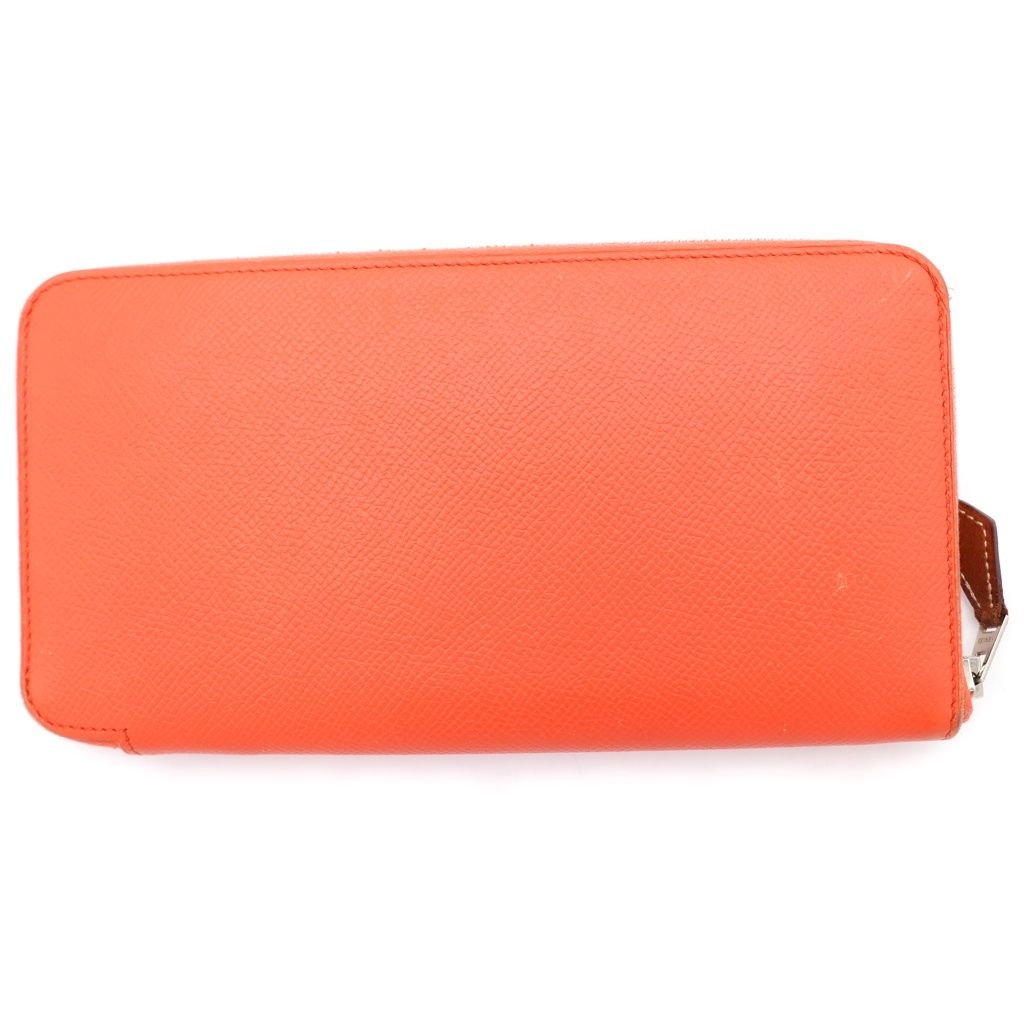 Hermes Azap Long Silk in Wallet Card Case Red Orange Epsom Silver — view 2