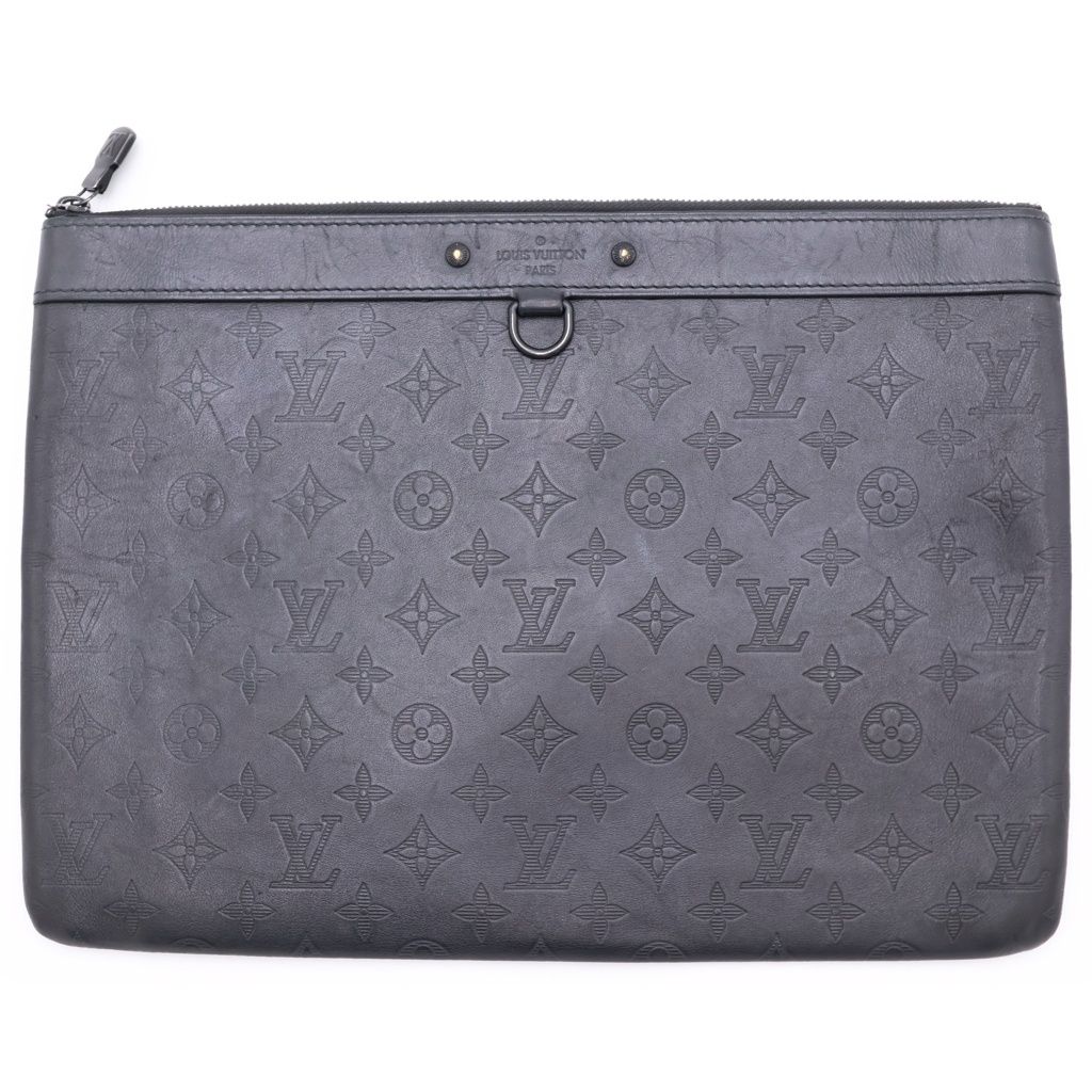 Louis Vuitton Monogram Shadow Discovery Clutch Black