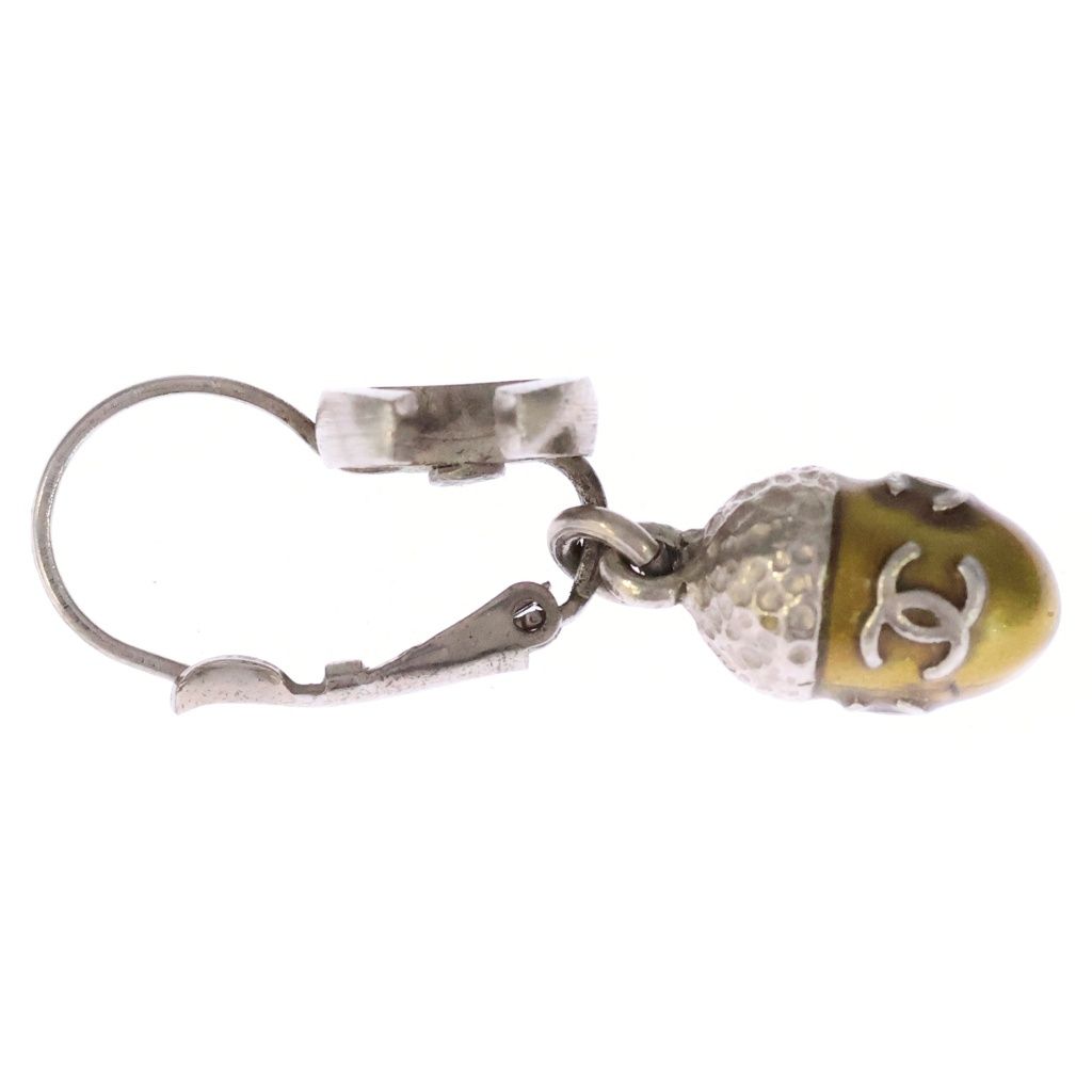 Chanel CC Logo Acorn Motif Earrings Silver Yellow — view 3