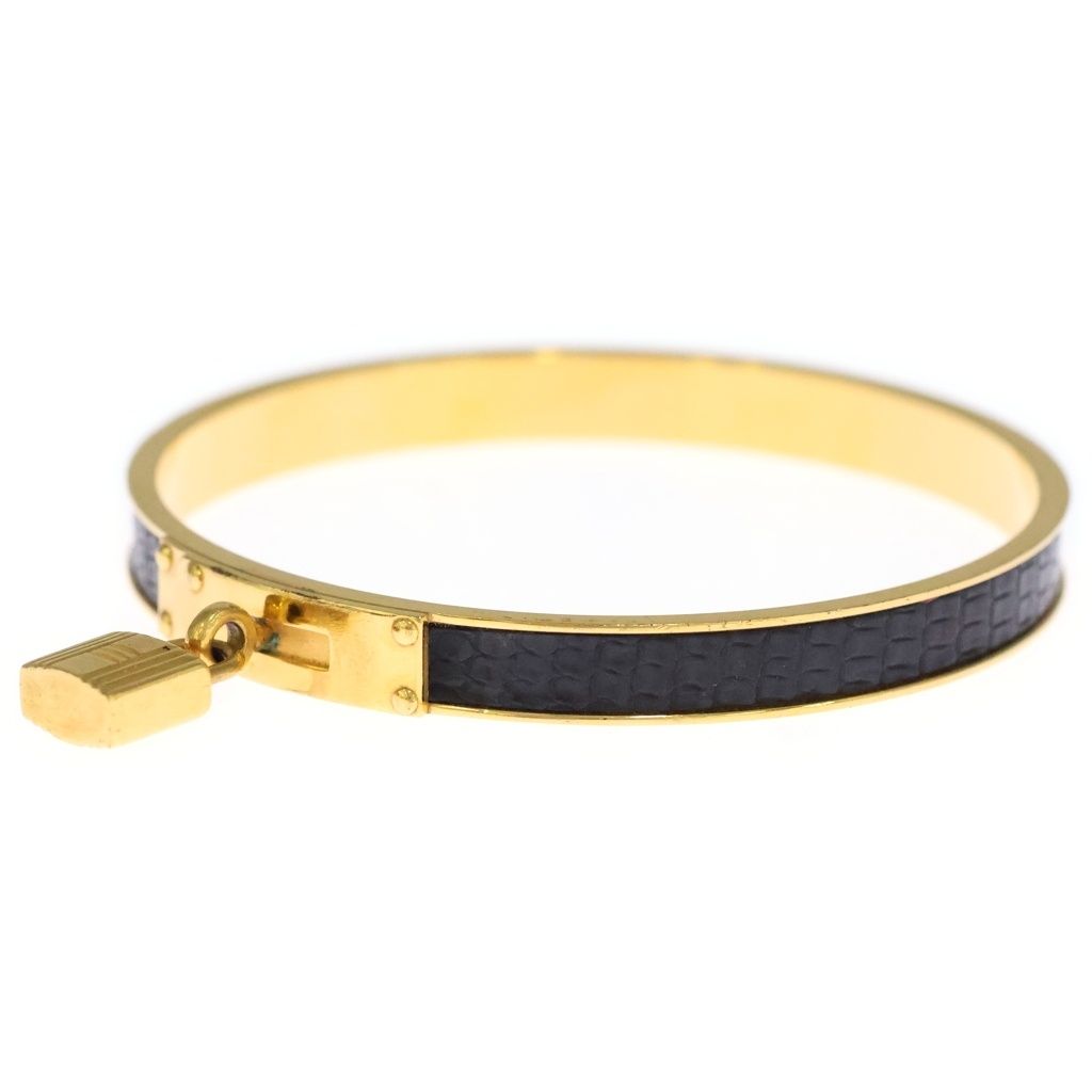 Hermes Kelly Bangle Bracelet Gold Black