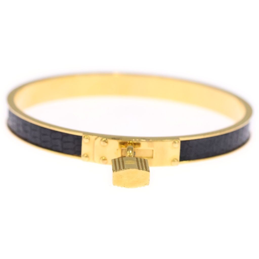 Hermes Kelly Bangle Bracelet Gold Black — view 4