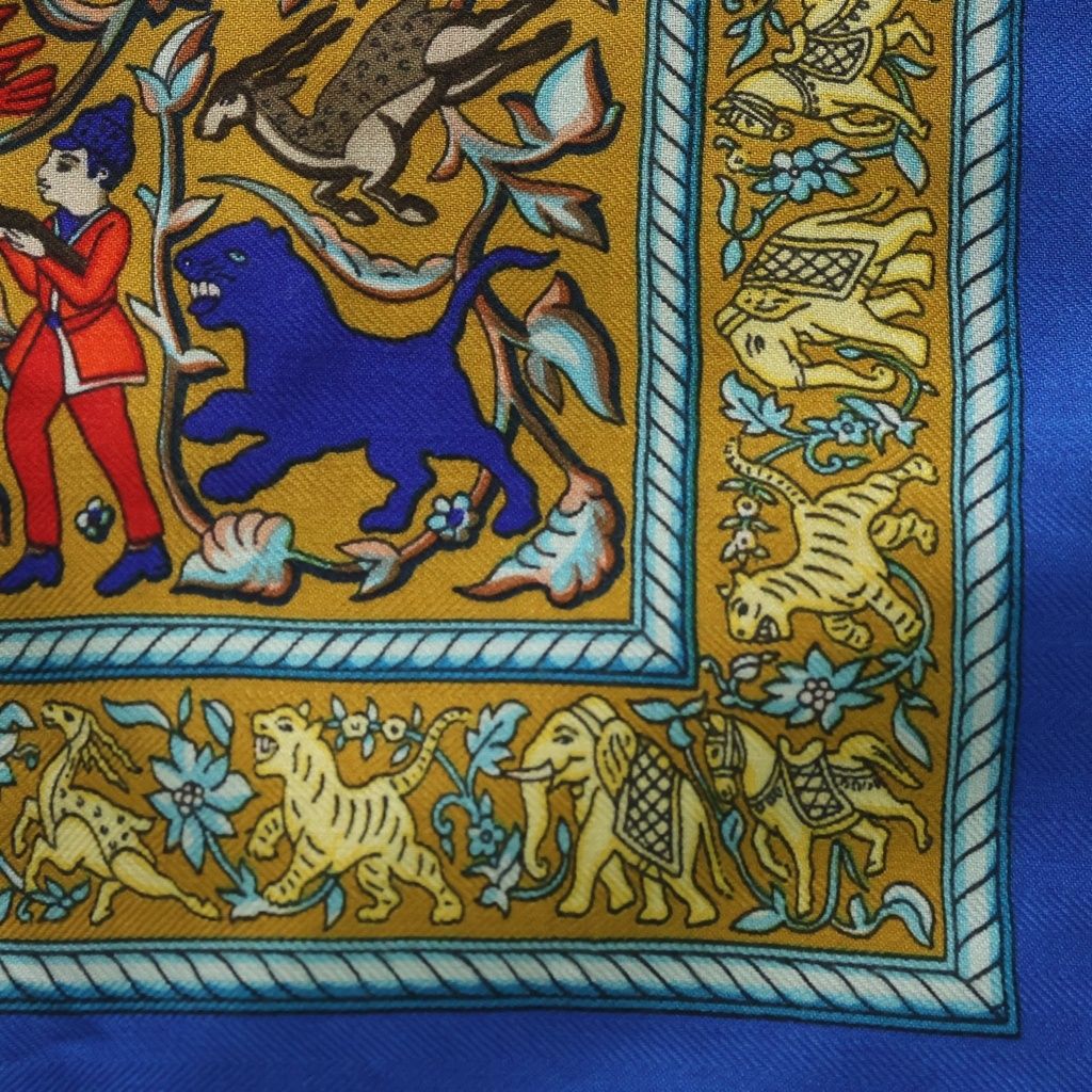 Hermes Carre 140 Indian Hunting Cashmere Scarf Blue — view 2