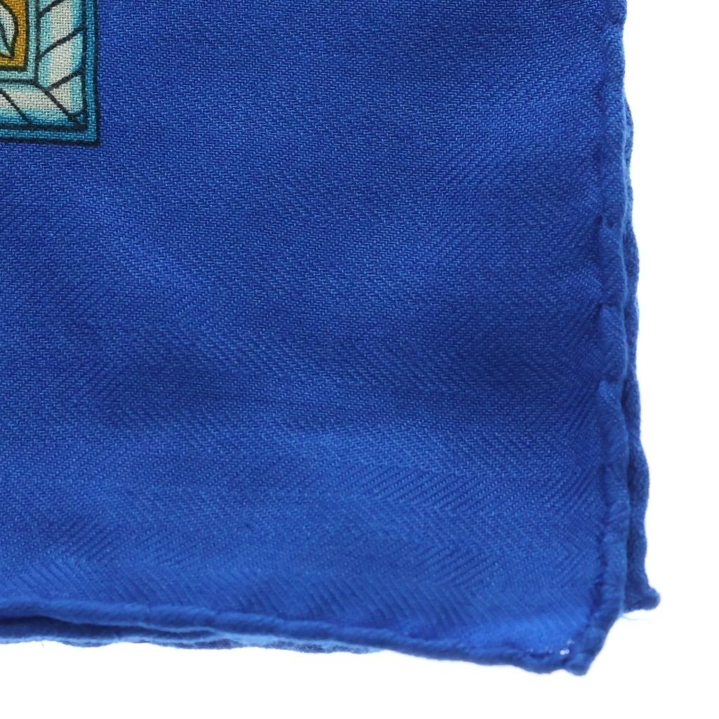Hermes Carre 140 Indian Hunting Cashmere Scarf Blue — view 3