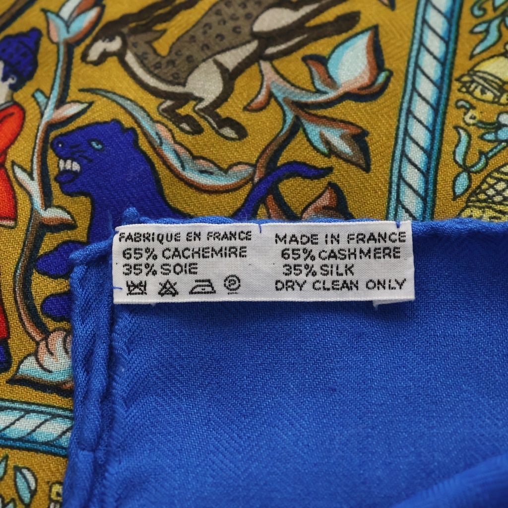 Hermes Carre 140 Indian Hunting Cashmere Scarf Blue — view 6