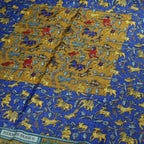 Hermes Carre 140 Indian Hunting Cashmere Scarf Blue — view 5