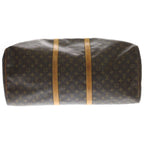 Louis Vuitton Monogram Keepall 60 Leather Boston Bag Brown — view 4