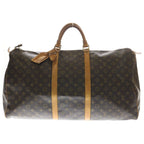 Louis Vuitton Monogram Keepall 60 Leather Boston Bag Brown