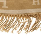 Hermes New Libris Shawl Cashmere Fringe Scarf Beige — view 3