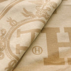 Hermes New Libris Shawl Cashmere Fringe Scarf Beige — view 4