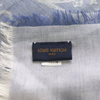 Louis Vuitton Shawl Steamer Cashmere Blend Large Blue Scarf — view 4