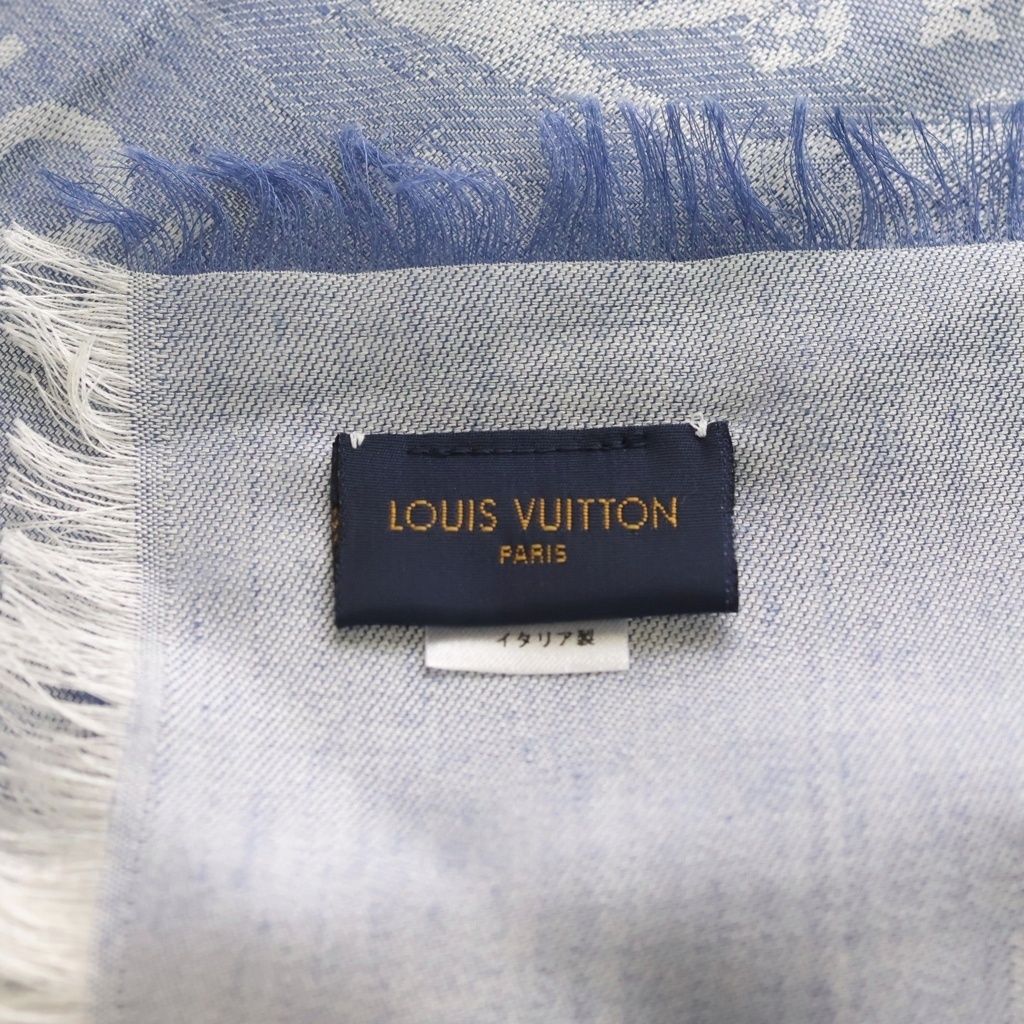 Louis Vuitton Shawl Steamer Cashmere Blend Large Blue Scarf — view 4