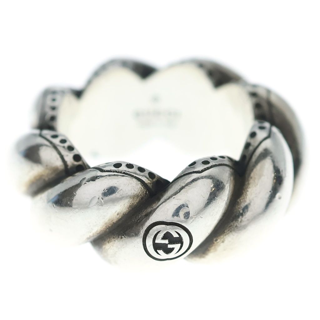Gucci Garden Twist GG Logo Ring Silver
