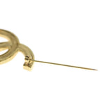 Chanel CC Logo Rhinestone Brooch Pin Badge Gold — view 5