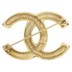 Chanel CC Logo Rhinestone Brooch Pin Badge Gold — view 2