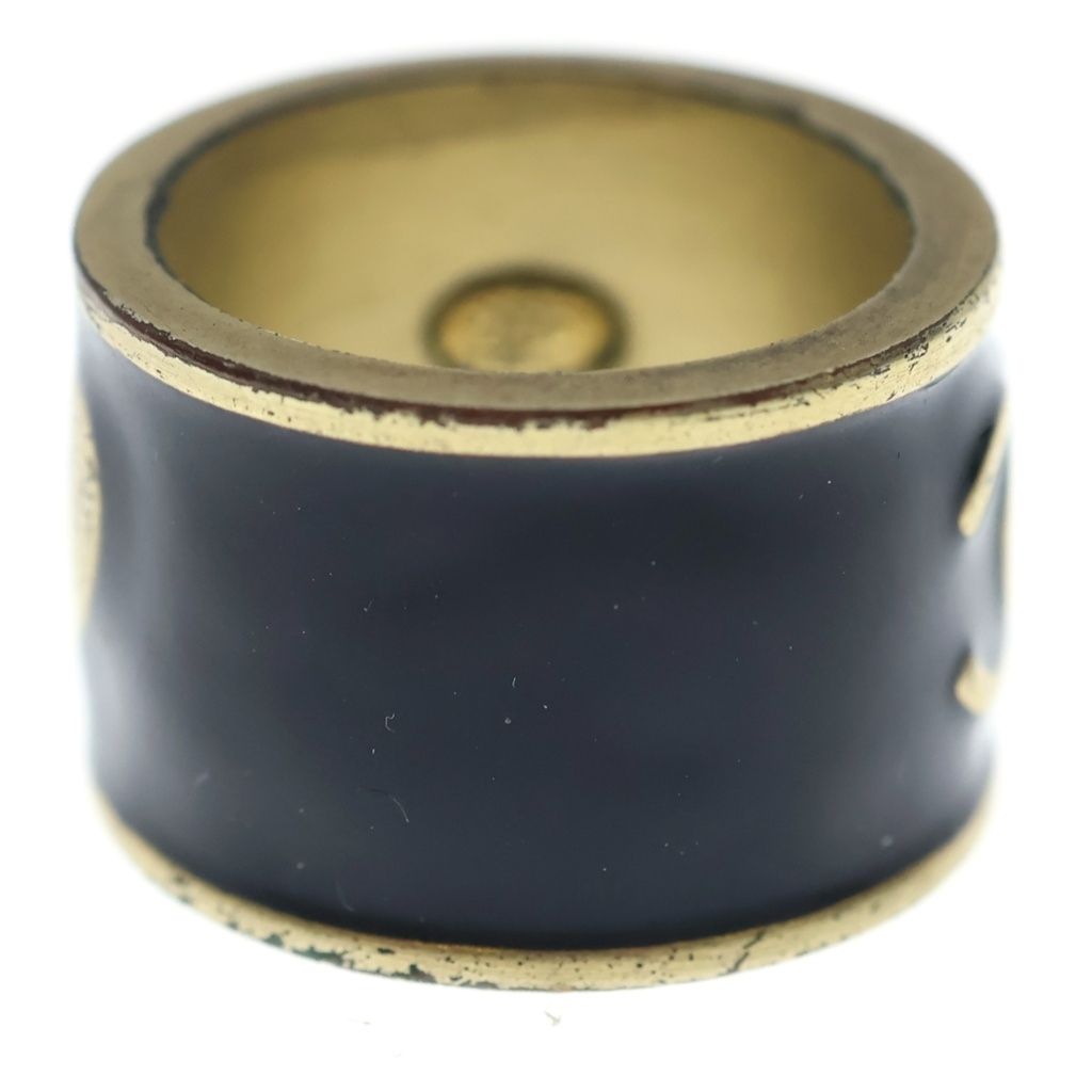 Chanel CC Logo Heart Ring Black Gold — view 3