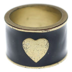 Chanel CC Logo Heart Ring Black Gold — view 2