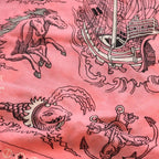 Hermes Carre Sailor Tattoo Large Silk Scarf Shawl Pink