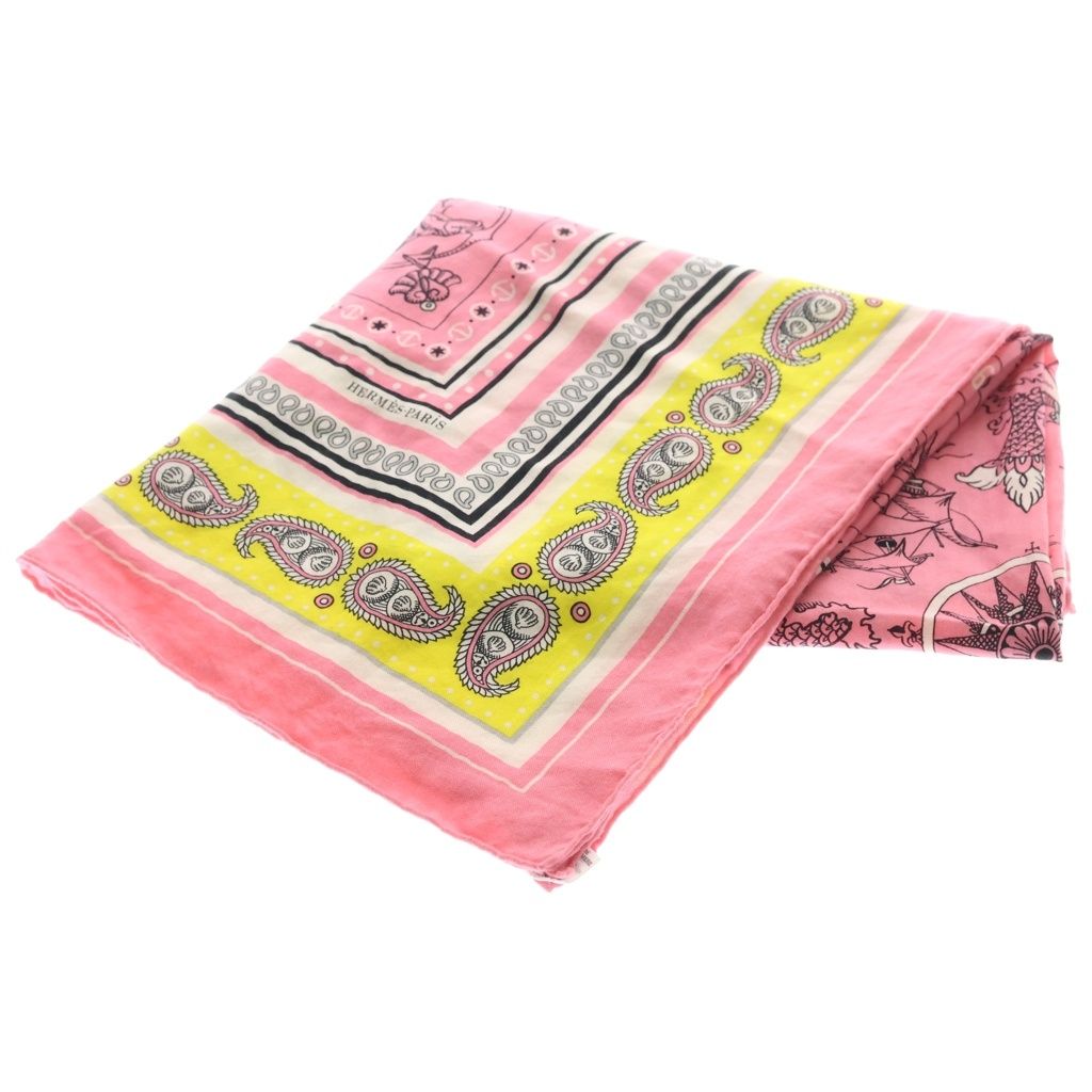 Hermes Carre Sailor Tattoo Large Silk Scarf Shawl Pink