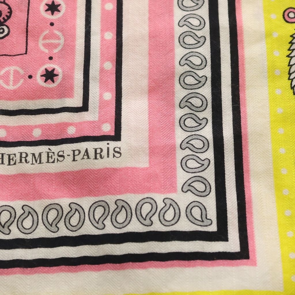 Hermes Carre Sailor Tattoo Large Silk Scarf Shawl Pink