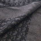 Dior Oblique All Over Wool Fringe Large Shawl Black Scarf — view 4