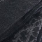 Dior Oblique All Over Wool Fringe Large Shawl Black Scarf — view 5