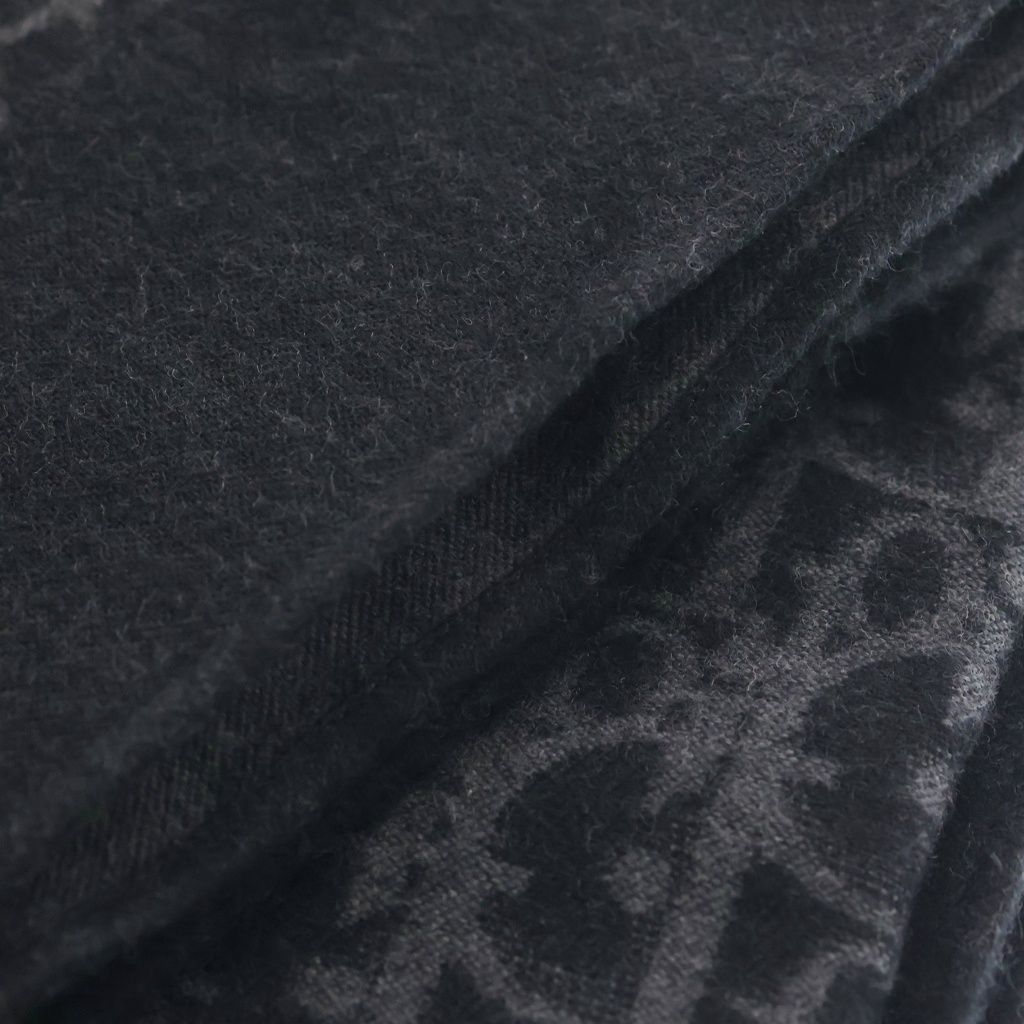 Dior Oblique All Over Wool Fringe Large Shawl Black Scarf — view 5
