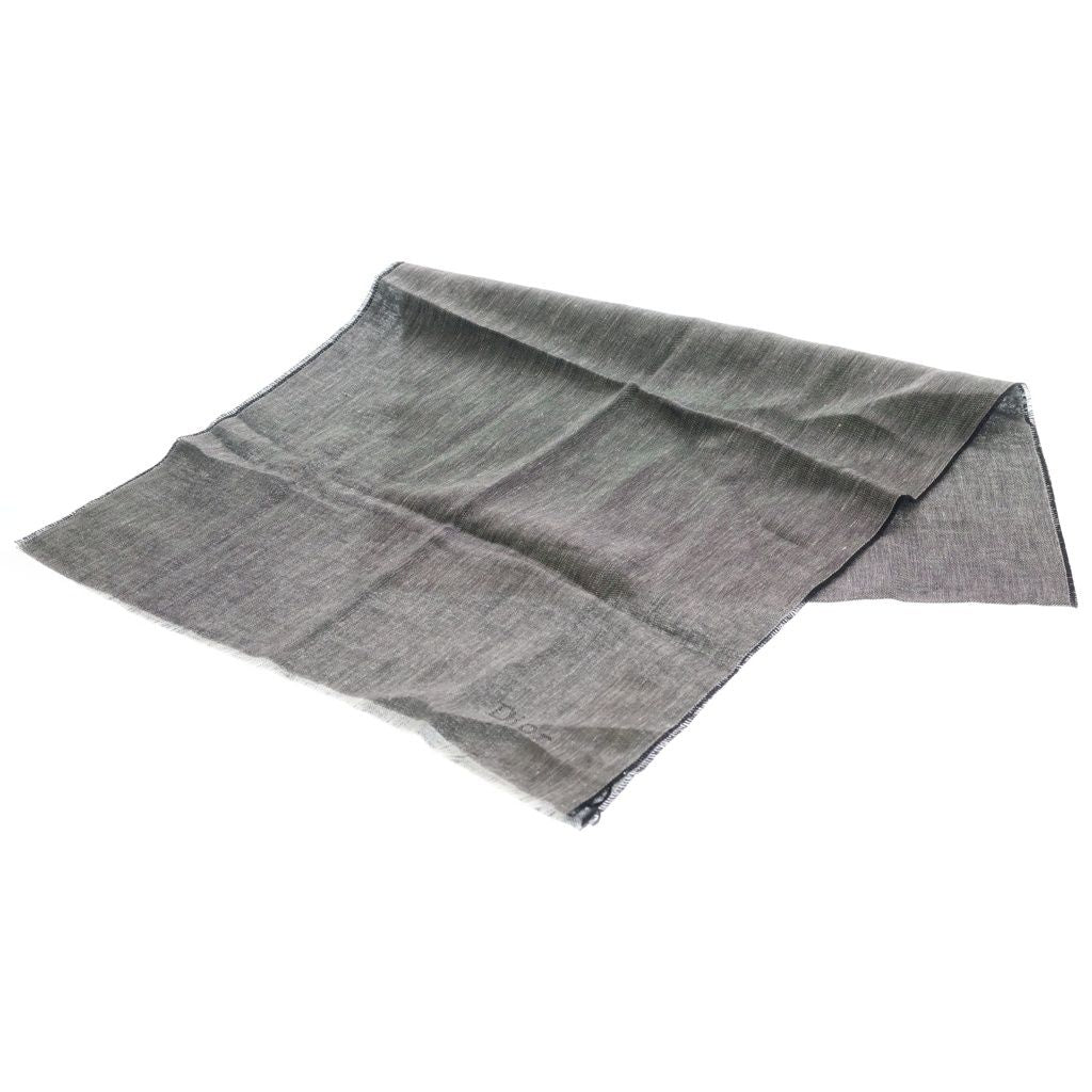 Dior Logo Cashmere Fringe Shawl Scarf Gray