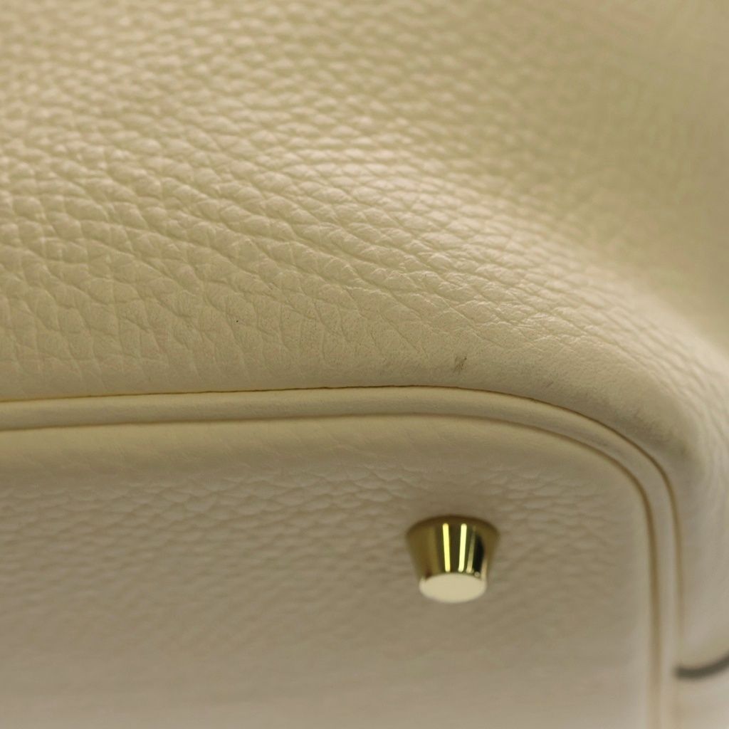 Hermes Picotin Lock MM Taurillon Clemence Gold Handbag Nata Ivory — view 6