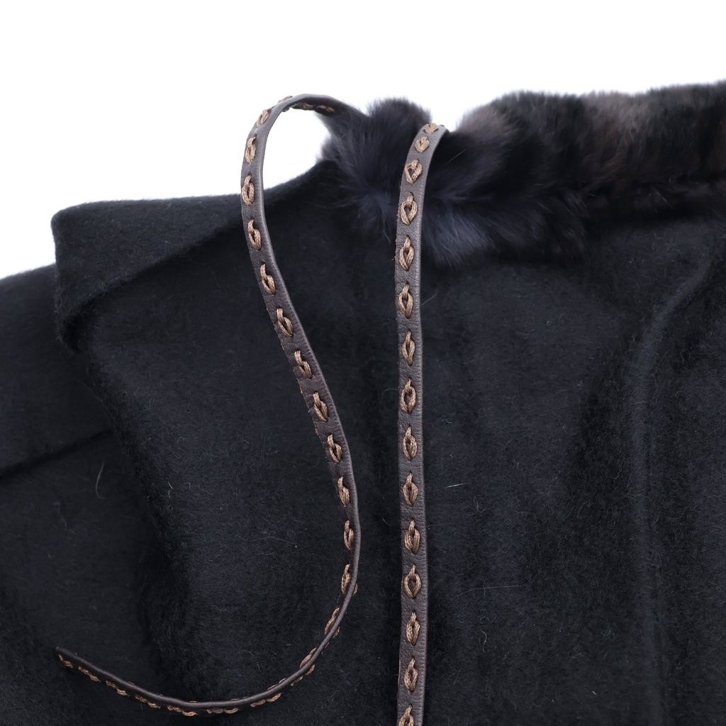 Fendi Cashmere Fur Shawl Scarf Black — view 5