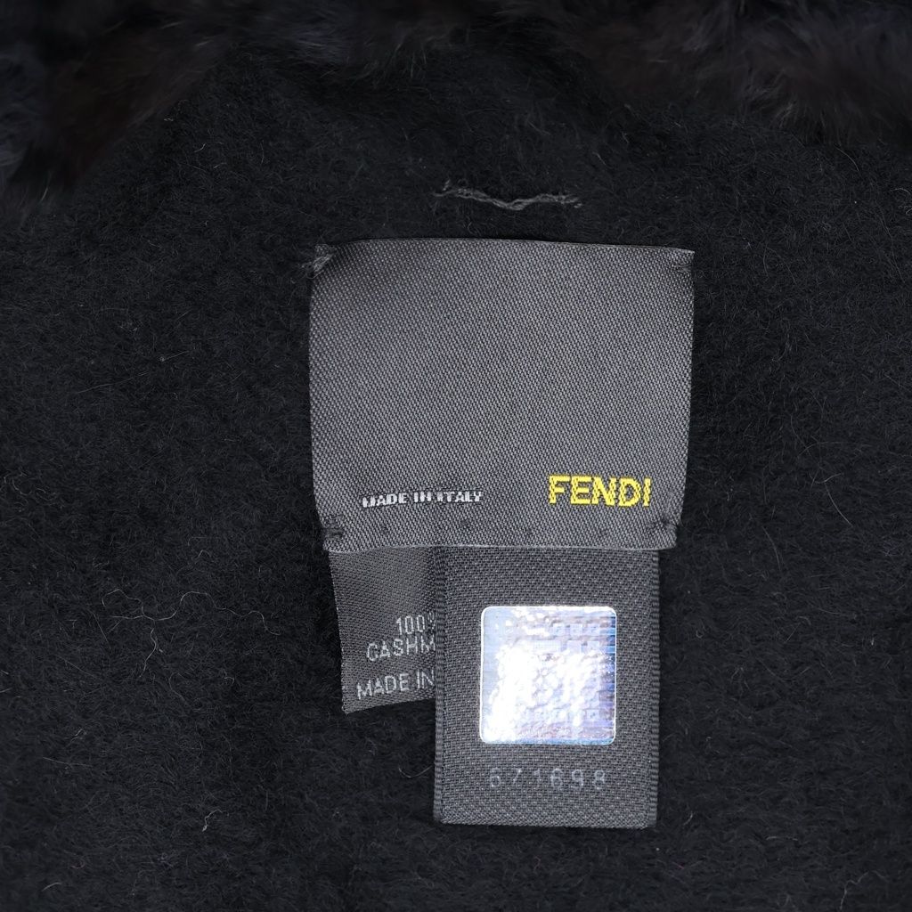 Fendi Cashmere Fur Shawl Scarf Black — view 6