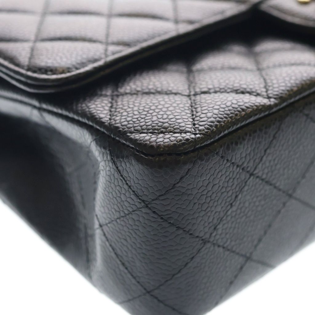 Chanel Quilted 25 Caviar Leather Double Flap Chain Shoulder Bag Gold Black — view 5