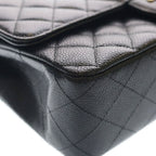 Chanel Quilted 25 Caviar Leather Double Flap Chain Shoulder Bag Gold Black — view 5